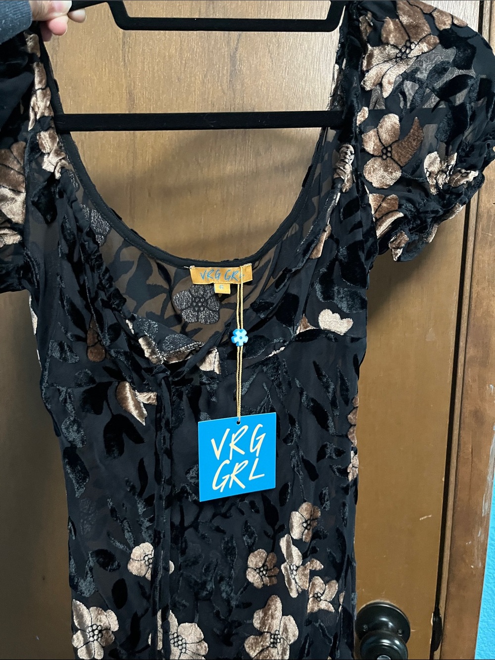 Verge Girl Black Floral Velvet Maxi Dress